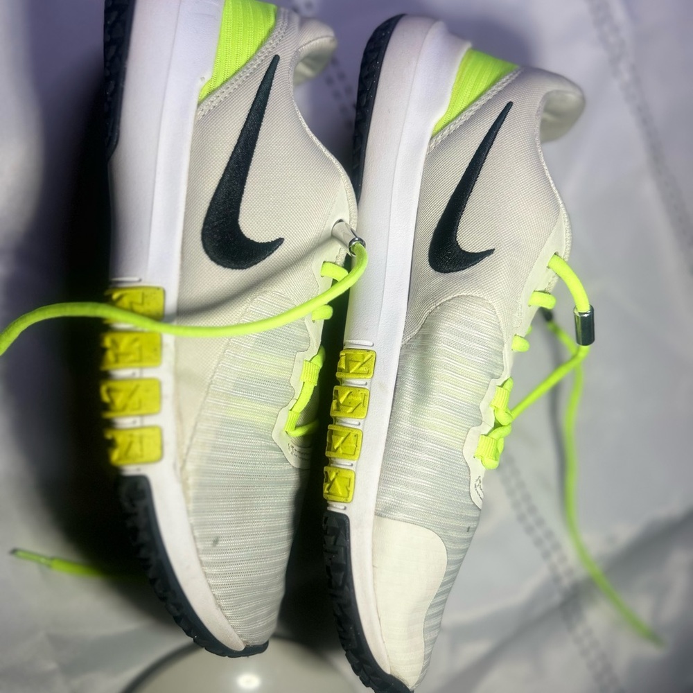Nike training White and Lime Green Athletic Shoes
